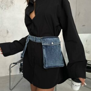 blue pockets jeans belt