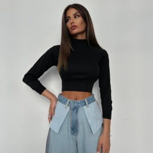 Alternative view of inverted blue jeans pants