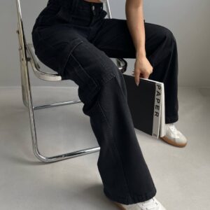 wide black jeans pants