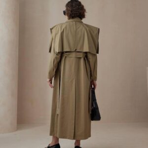 Alternative view of olive green trench coat