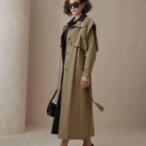 olive green trench coat