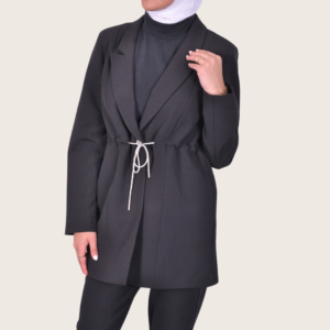 black blazer with strass belt