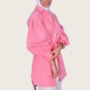 Alternative view of pink shirt with belt