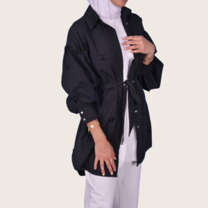 Alternative view of black shirt with belt