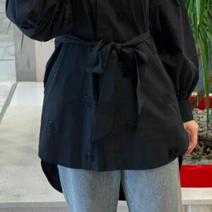 black shirt with belt