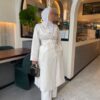 white chic trench coat