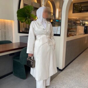 white chic trench coat
