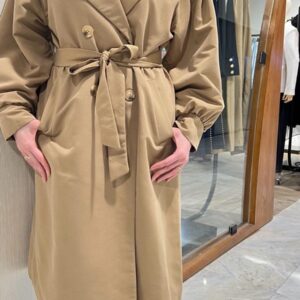 Alternative view of beige trench coat