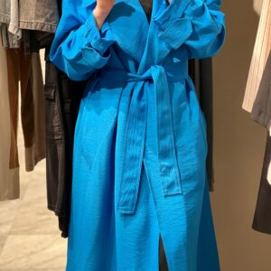 Alternative view of blue trench coat