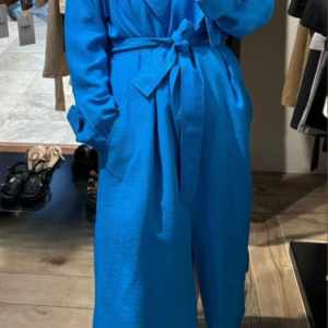 blue trench coat