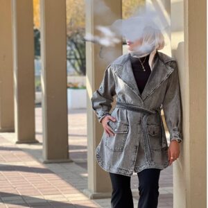 Alternative view of black jeans jacket